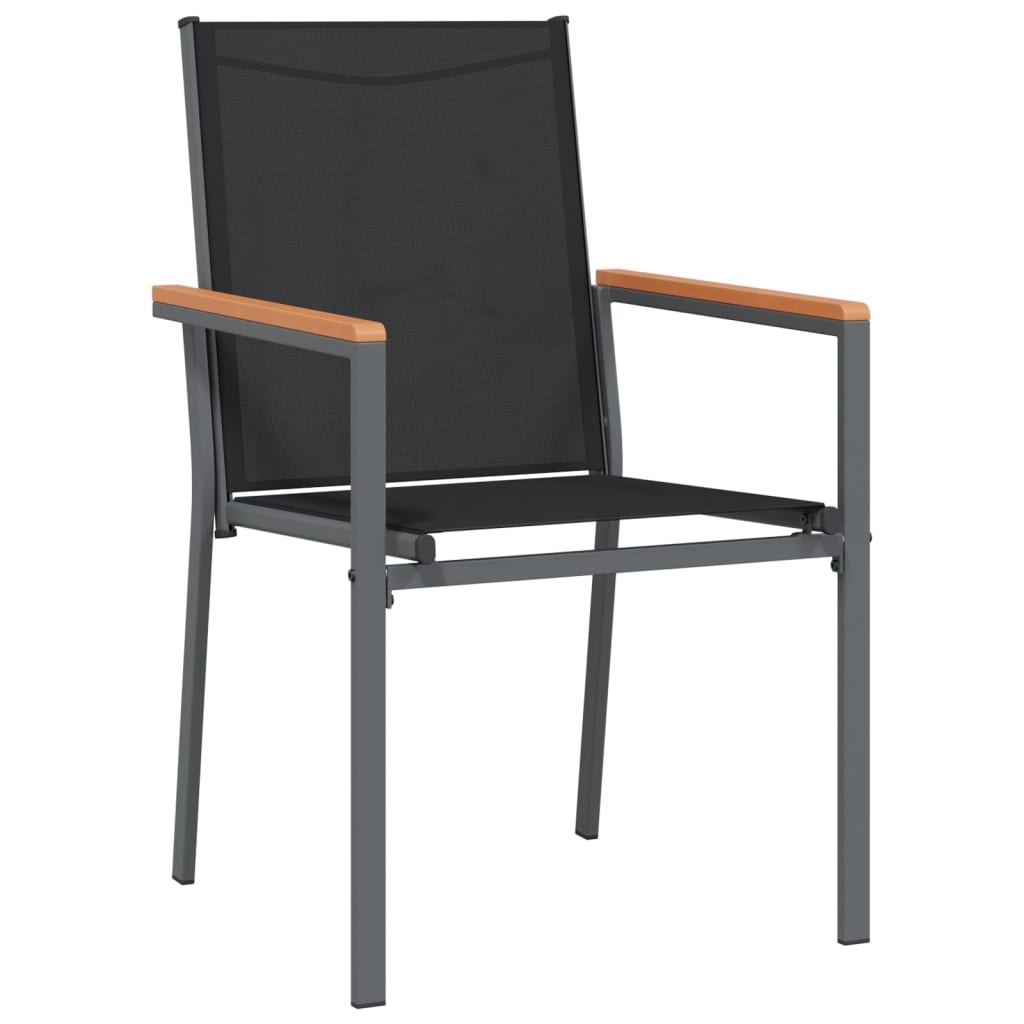 Cadeiras de jardim 6 pcs 55x61,5x90 textilene e aço preto