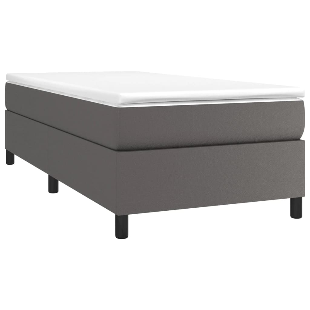 Estrutura de cama com molas 90x200 cm couro artificial cinzento
