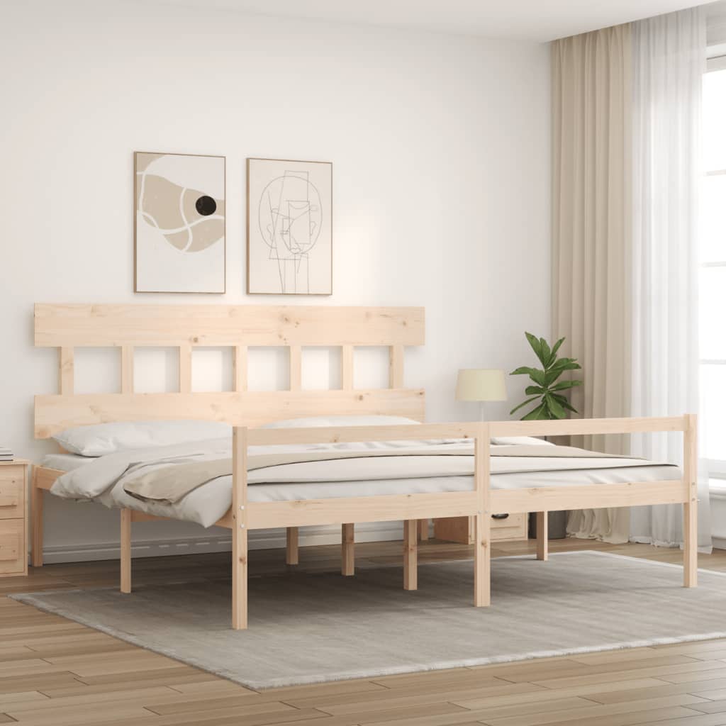 Cama para idosos com cabeceira 200x200 cm madeira maciça