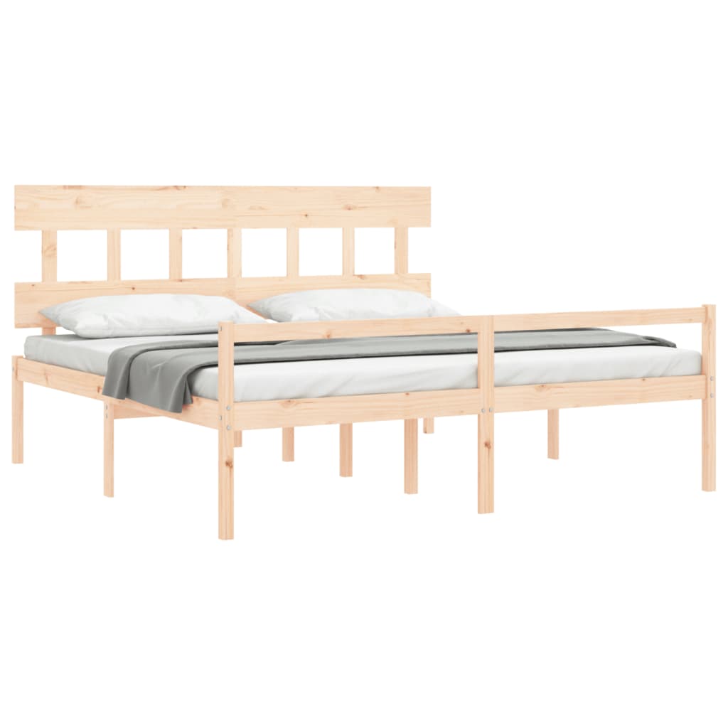 Cama para idosos com cabeceira 200x200 cm madeira maciça
