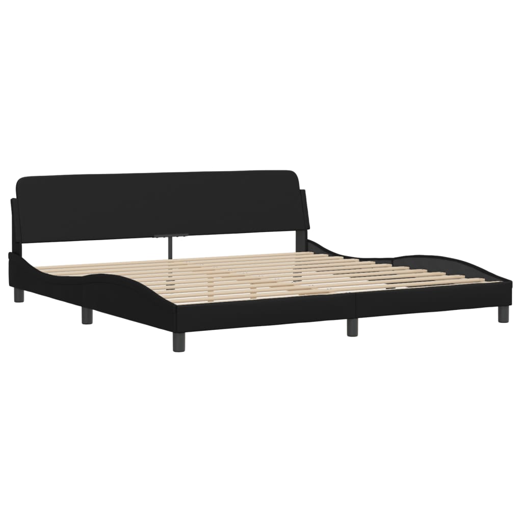 Cama viana com colchão 200x200 cm couro artificial preto