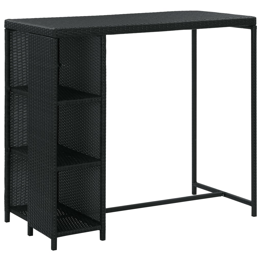 5 Pcs conjunto de bar p/ jardim c/ almofadões vime PE preto