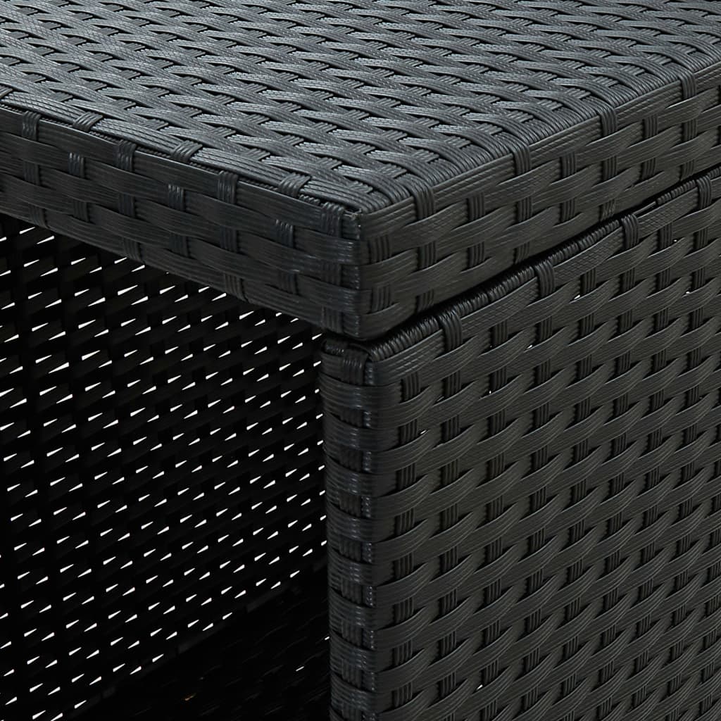 5 Pcs conjunto de bar p/ jardim c/ almofadões vime PE preto
