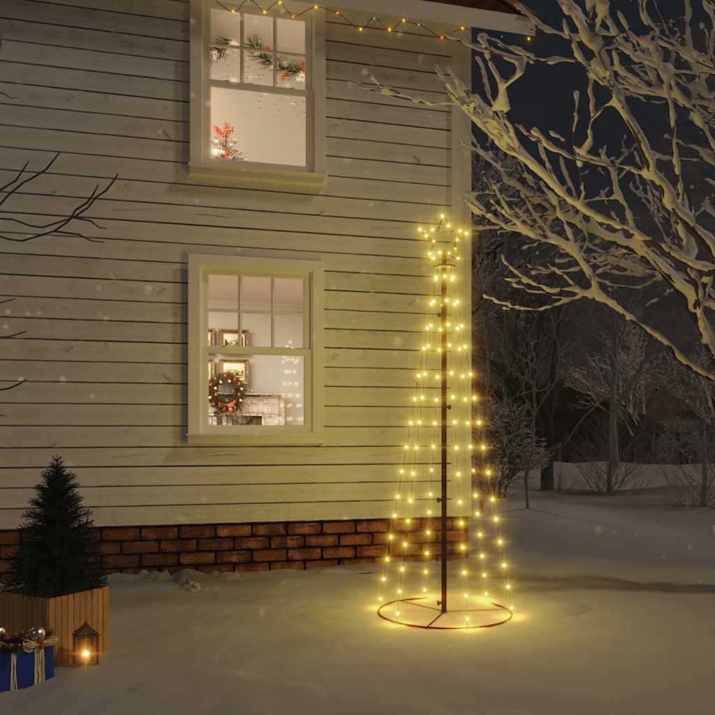 Árvore de natal em cone 108 luzes LED 70x180 cm branco quente