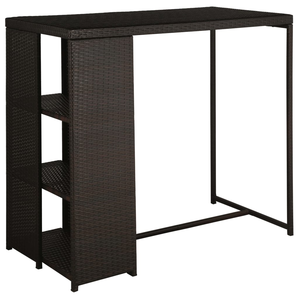 5 Pcs conjunto de bar p/ jardim com almofadões vime PE castanho
