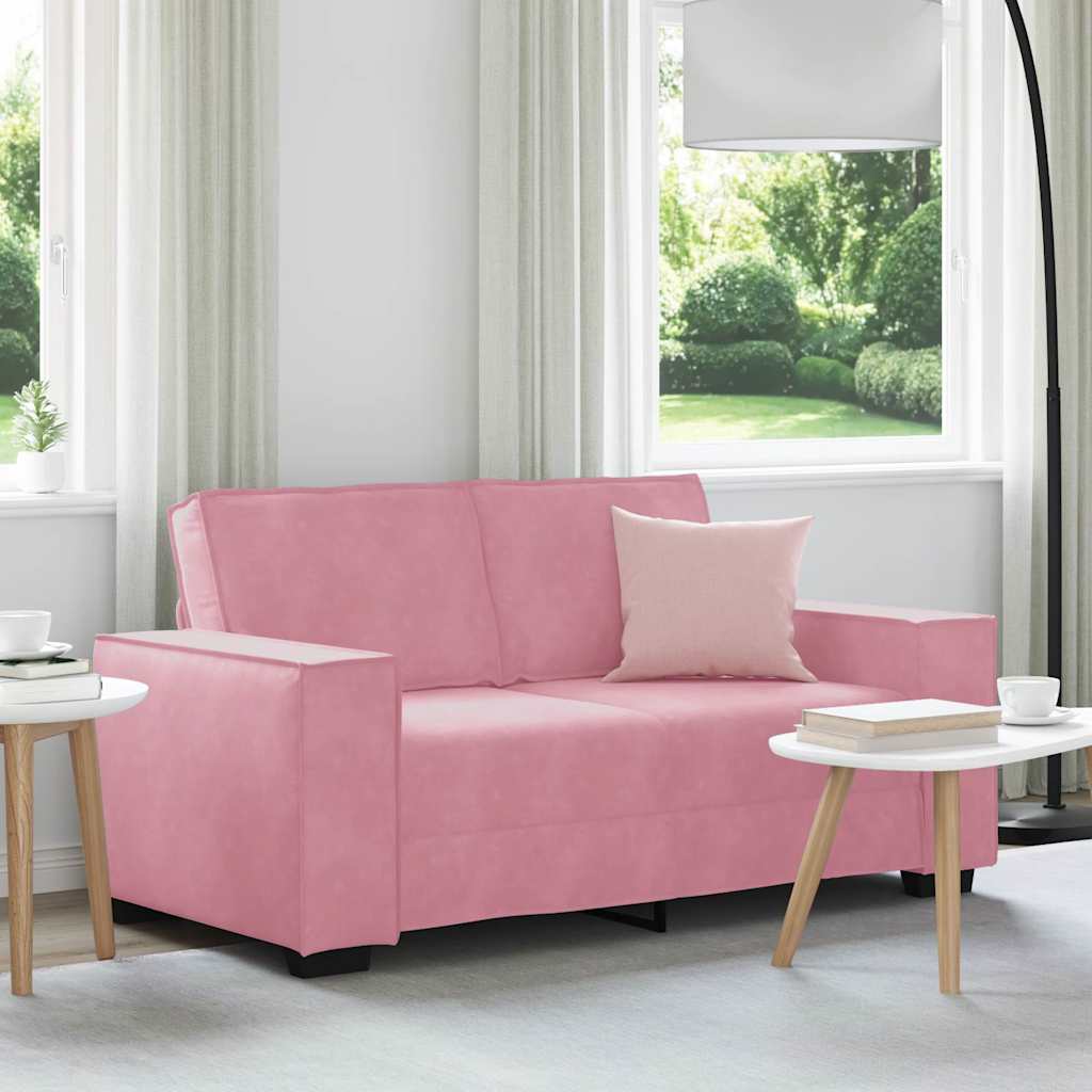 Sofá de 2 lugares veludo 160x78x84 cm rosa