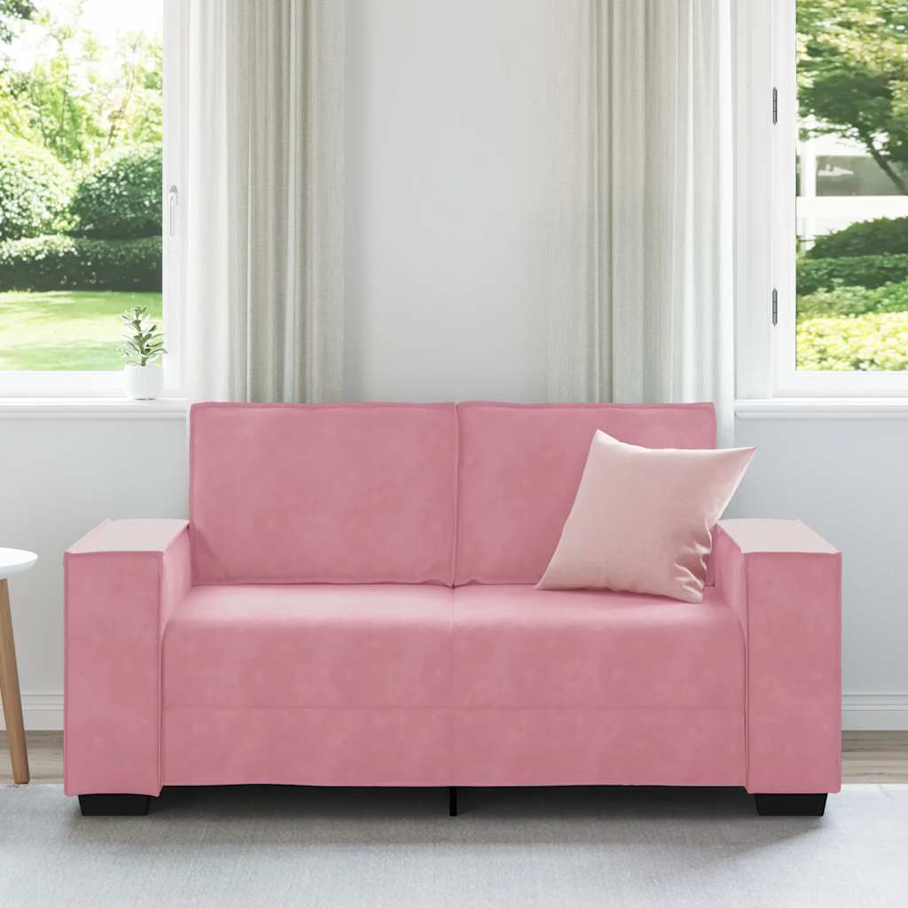 Sofá de 2 lugares veludo 160x78x84 cm rosa