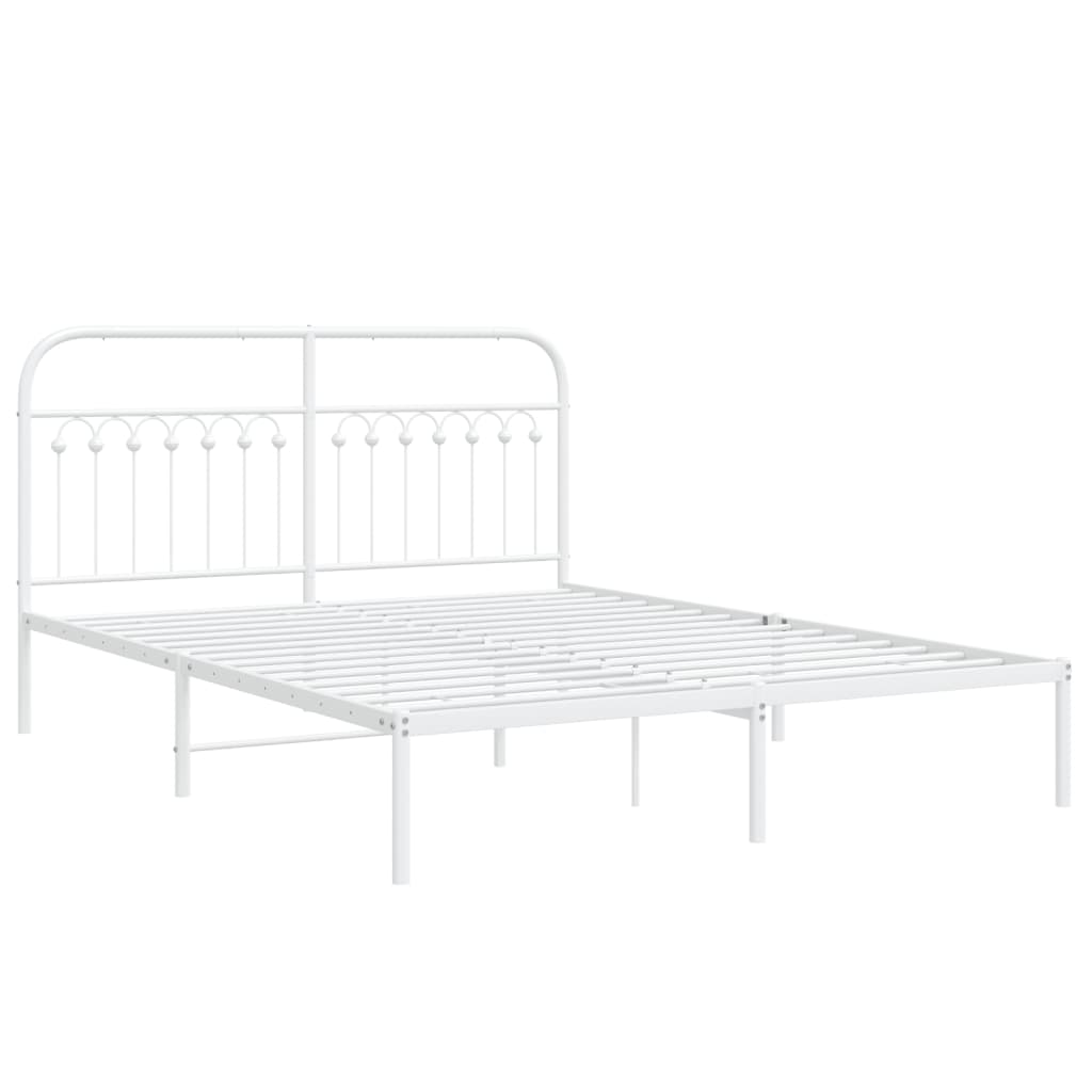 Estrutura de cama com cabeceira 150x200 cm metal branco