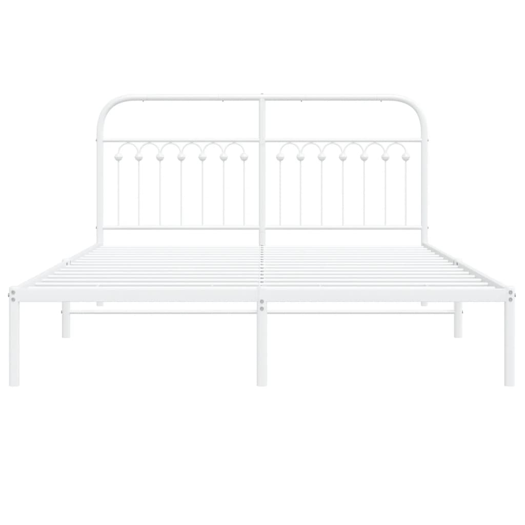 Estrutura de cama com cabeceira 150x200 cm metal branco