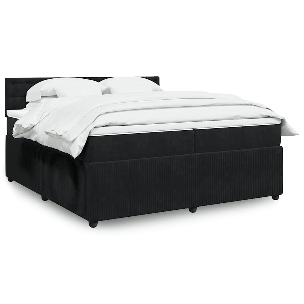 Cama com molas/colchão 200x200 cm veludo preto