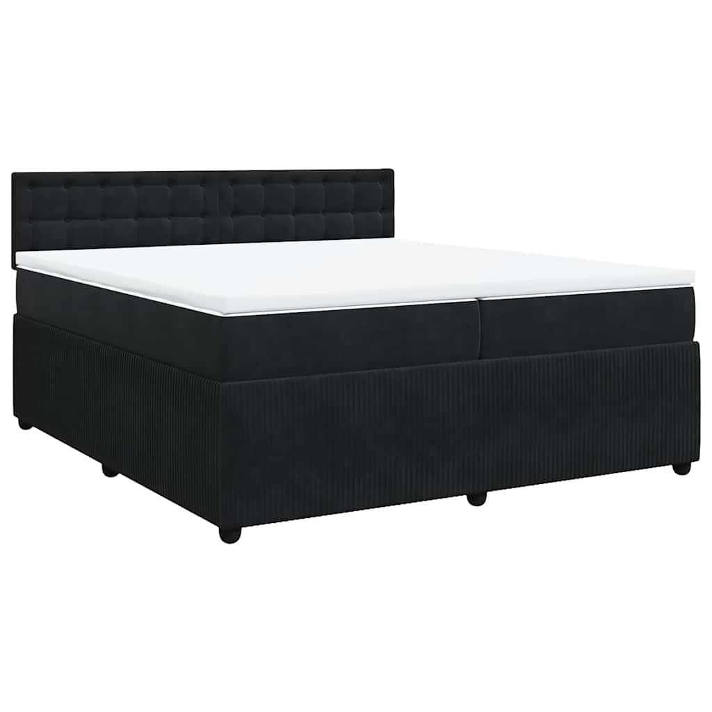 Cama com molas/colchão 200x200 cm veludo preto