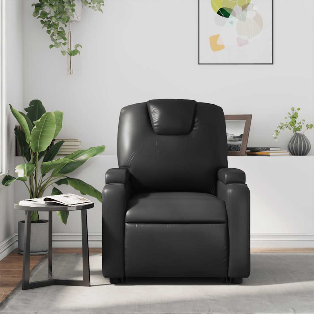 Poltrona de massagens reclinável couro artificial preto