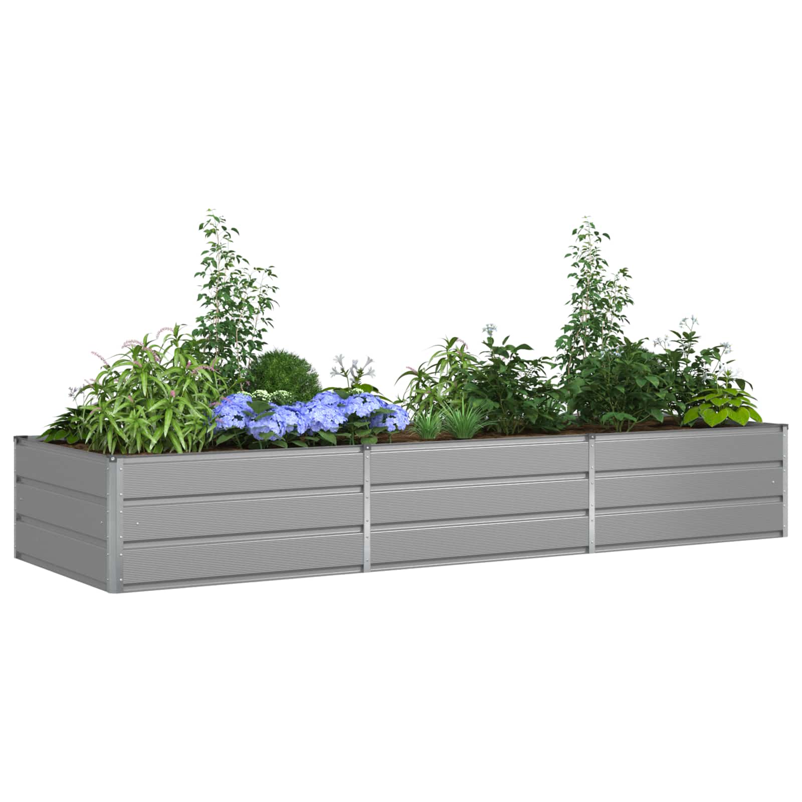 Floreira cinzento-claro 290 x 100 x 45 cm aço galvanizado