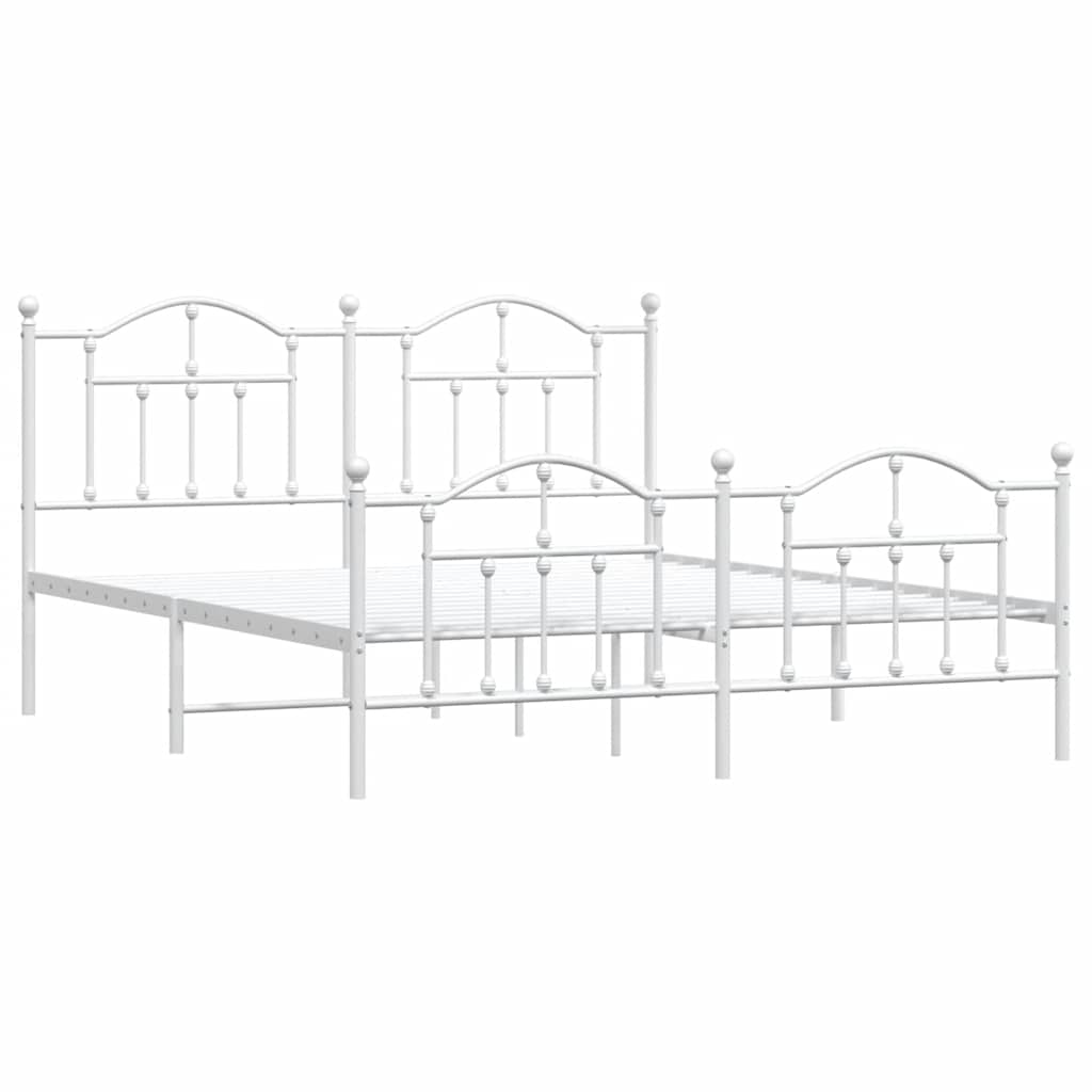 Estrutura de cama com cabeceira e pés 183x213 cm metal branco