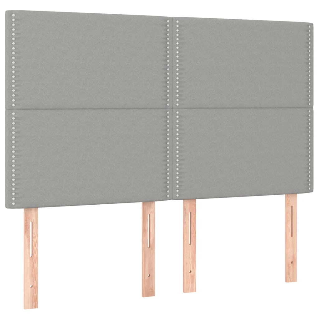 Cabeceira cama c/ luzes LED tecido 144x5x118/128cm cinza-claro