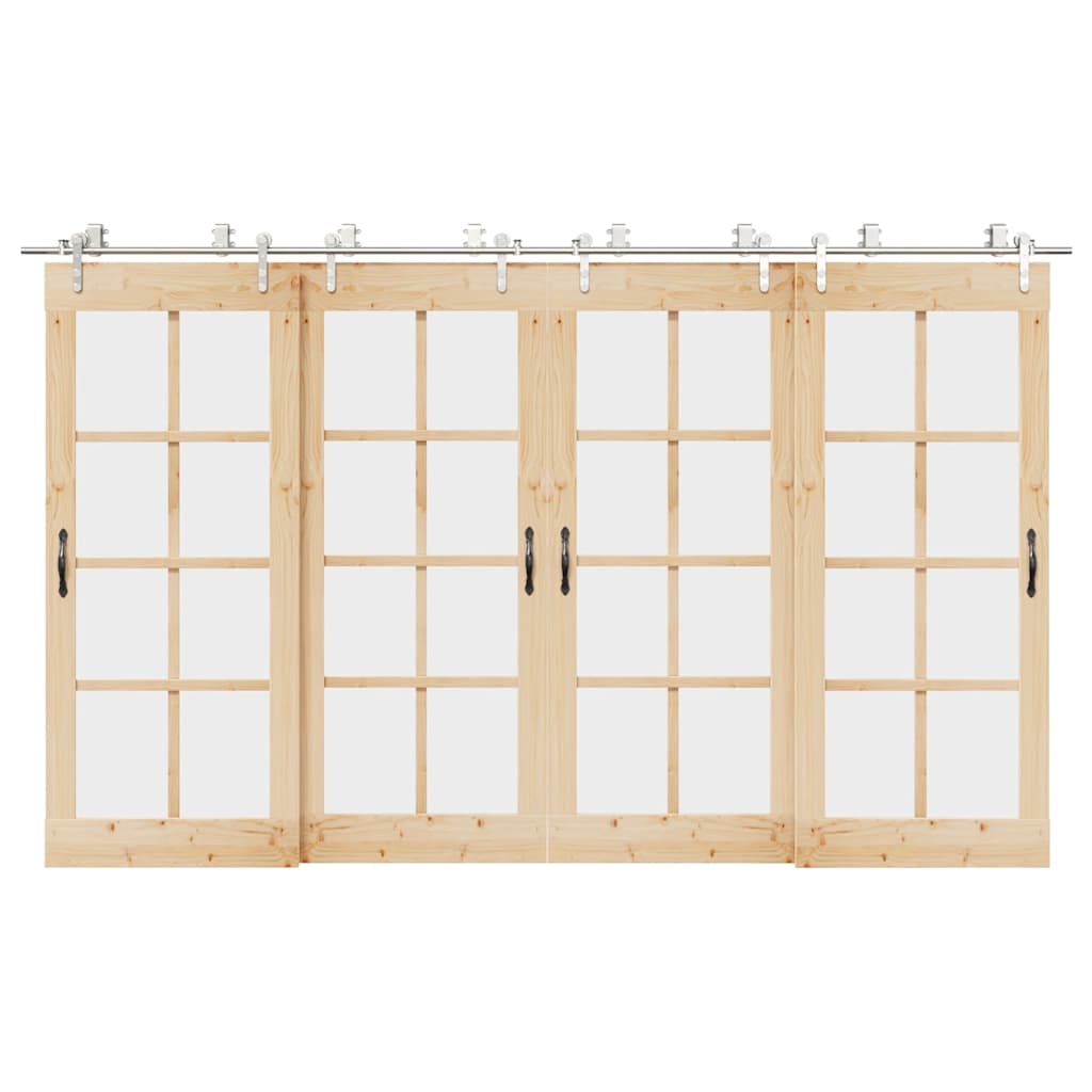 Kit ferragens p/ porta deslizante 366cm aço inoxidável prateado