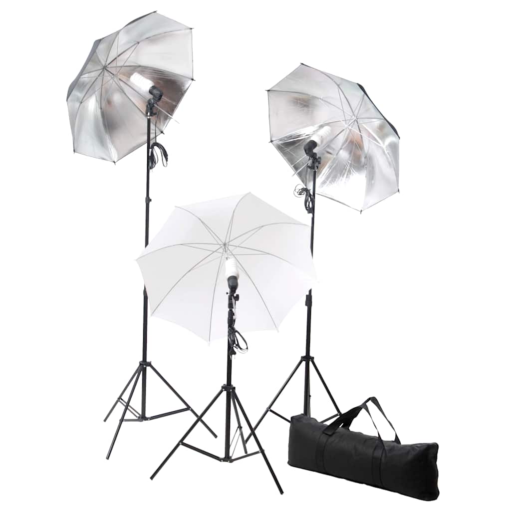 Conjunto iluminação para estúdio com tripés e sombrinhas 24 w