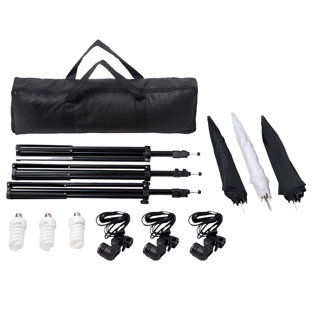 Conjunto iluminação para estúdio com tripés e sombrinhas 24 w
