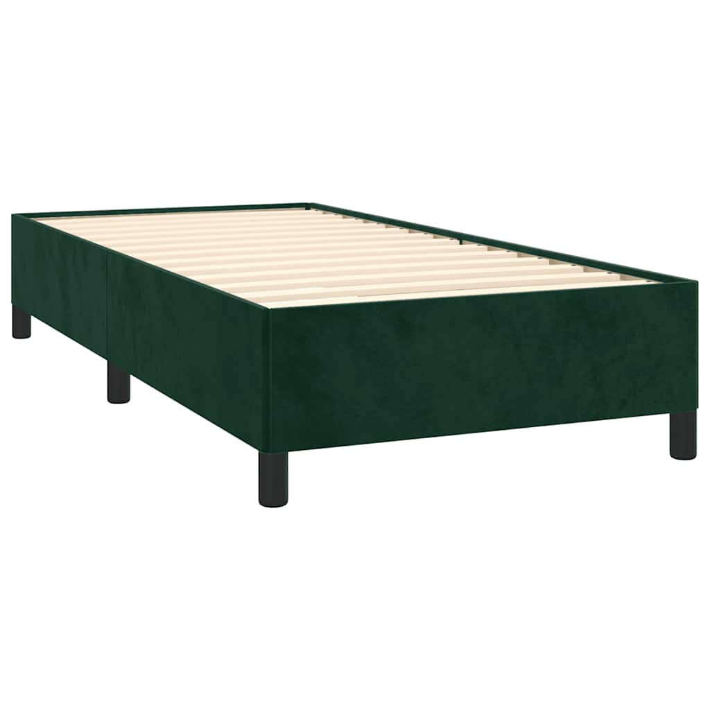 Estrutura de cama sem colchão 90x200 cm veludo verde-escuro