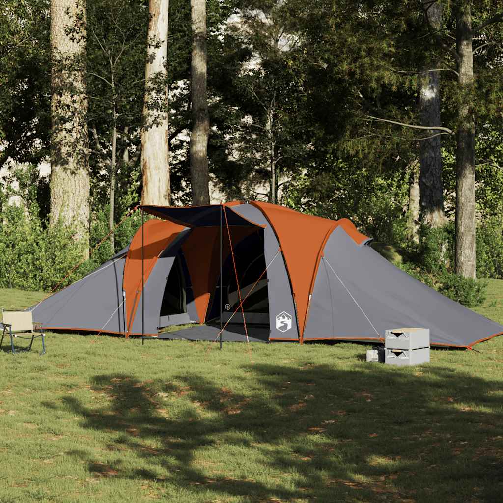 Tenda familiar cúpula para 6 pessoas impermeável cinza/laranja