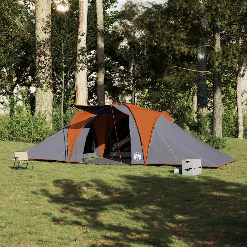 Tenda familiar cúpula para 6 pessoas impermeável cinza/laranja