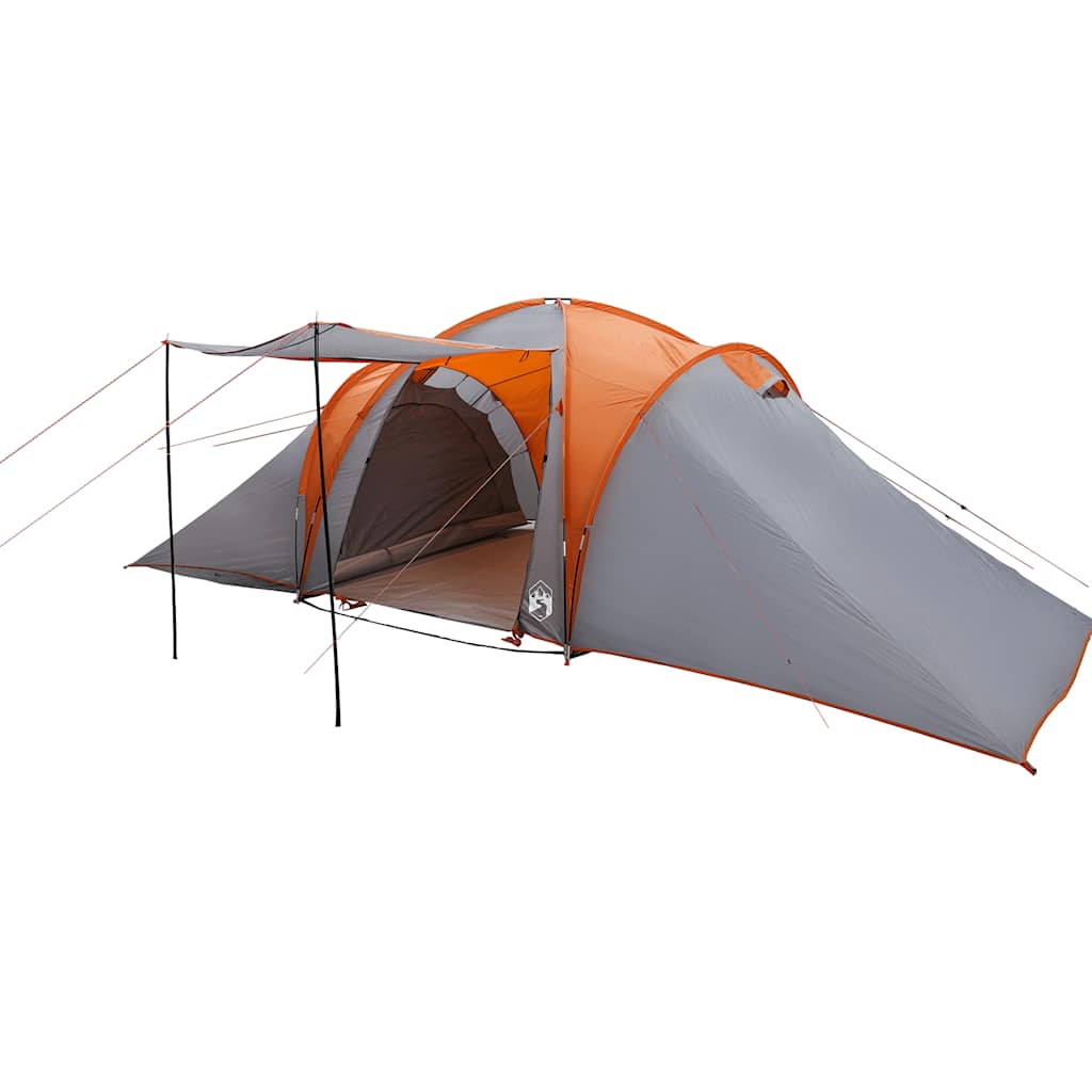 Tenda familiar cúpula para 6 pessoas impermeável cinza/laranja