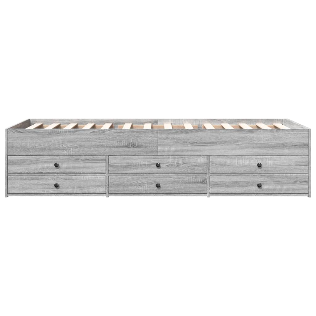 Sofá-cama com gavetas sem colchão 90x190 cm cinzento sonoma