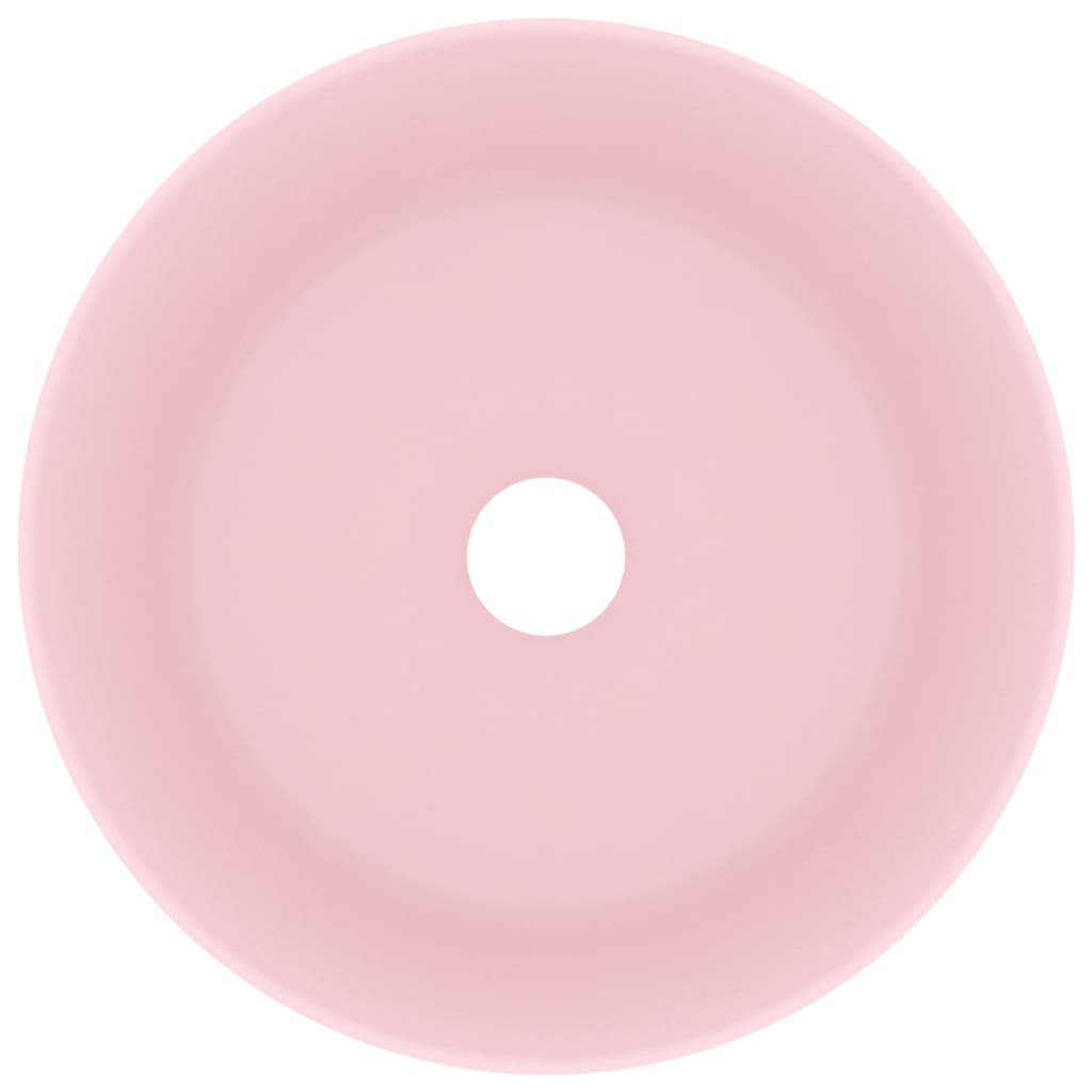 Lavatório luxuoso redondo 40x15 cm cerâmica rosa mate