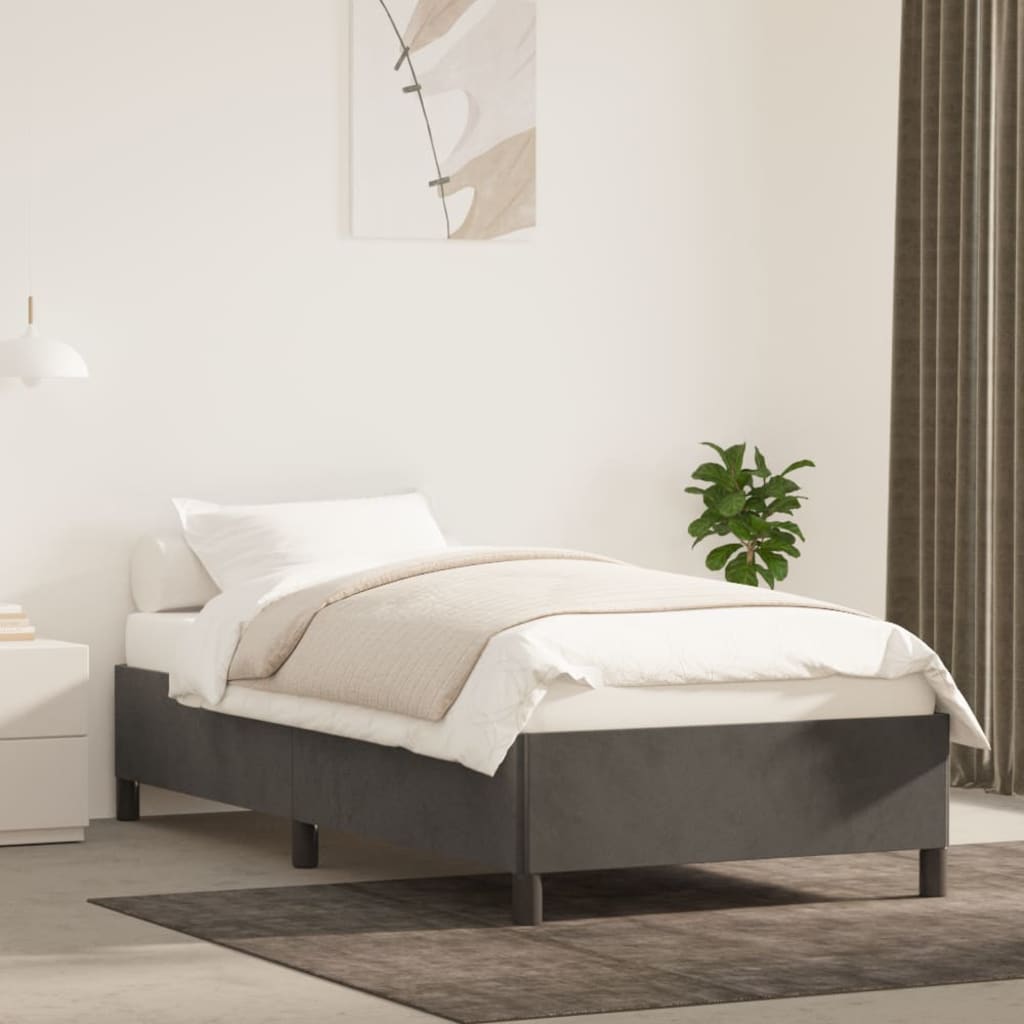 Estrutura de cama sem colchão 90x200 cm veludo cinzento-escuro