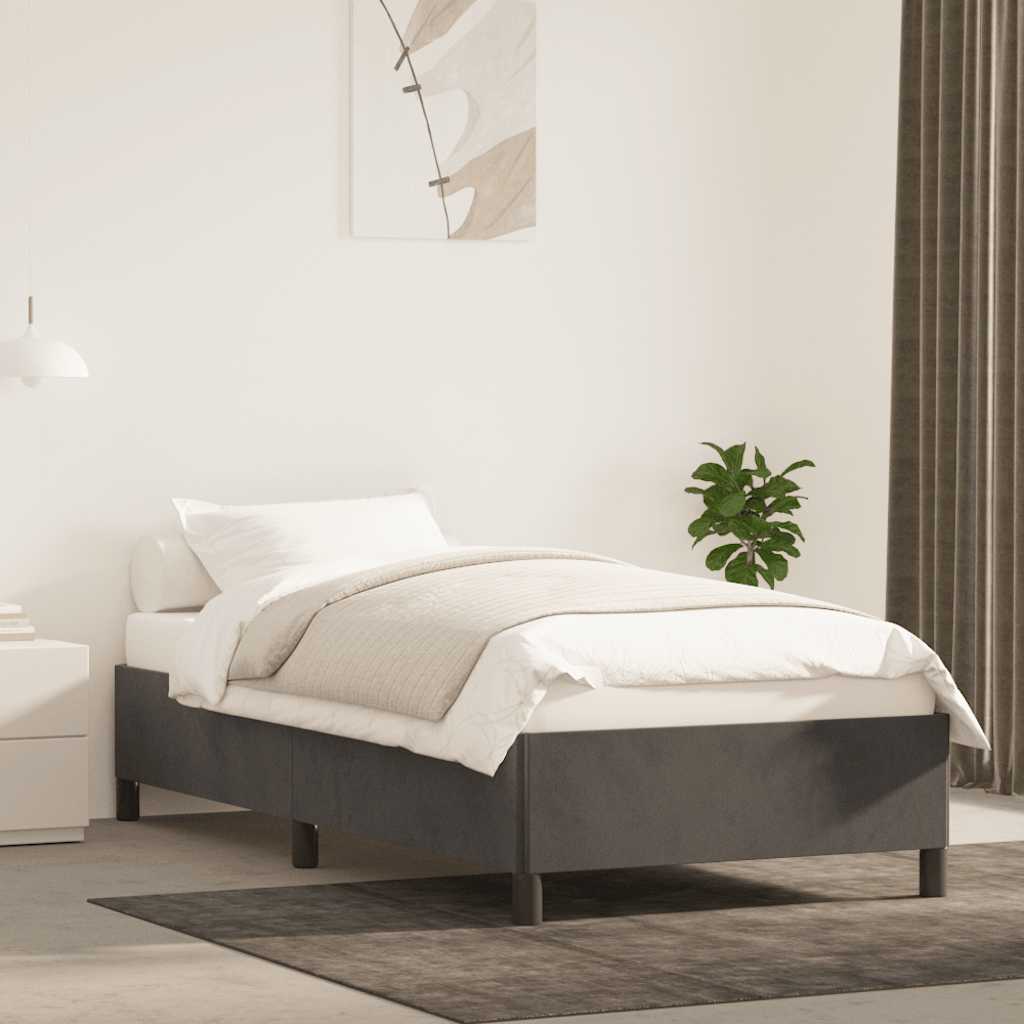Estrutura de cama sem colchão 90x200 cm veludo cinzento-escuro