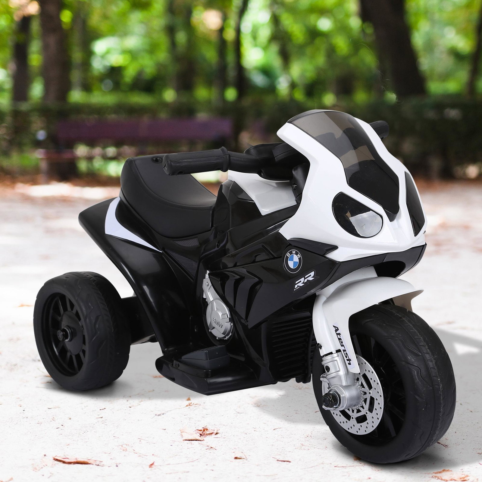 Mota Elétrica BMW para Crianças entre 18-36 Meses 6V com Faróis Música e Velocidade Máx. de 2,5 km/h 66x37x44 cm Preto