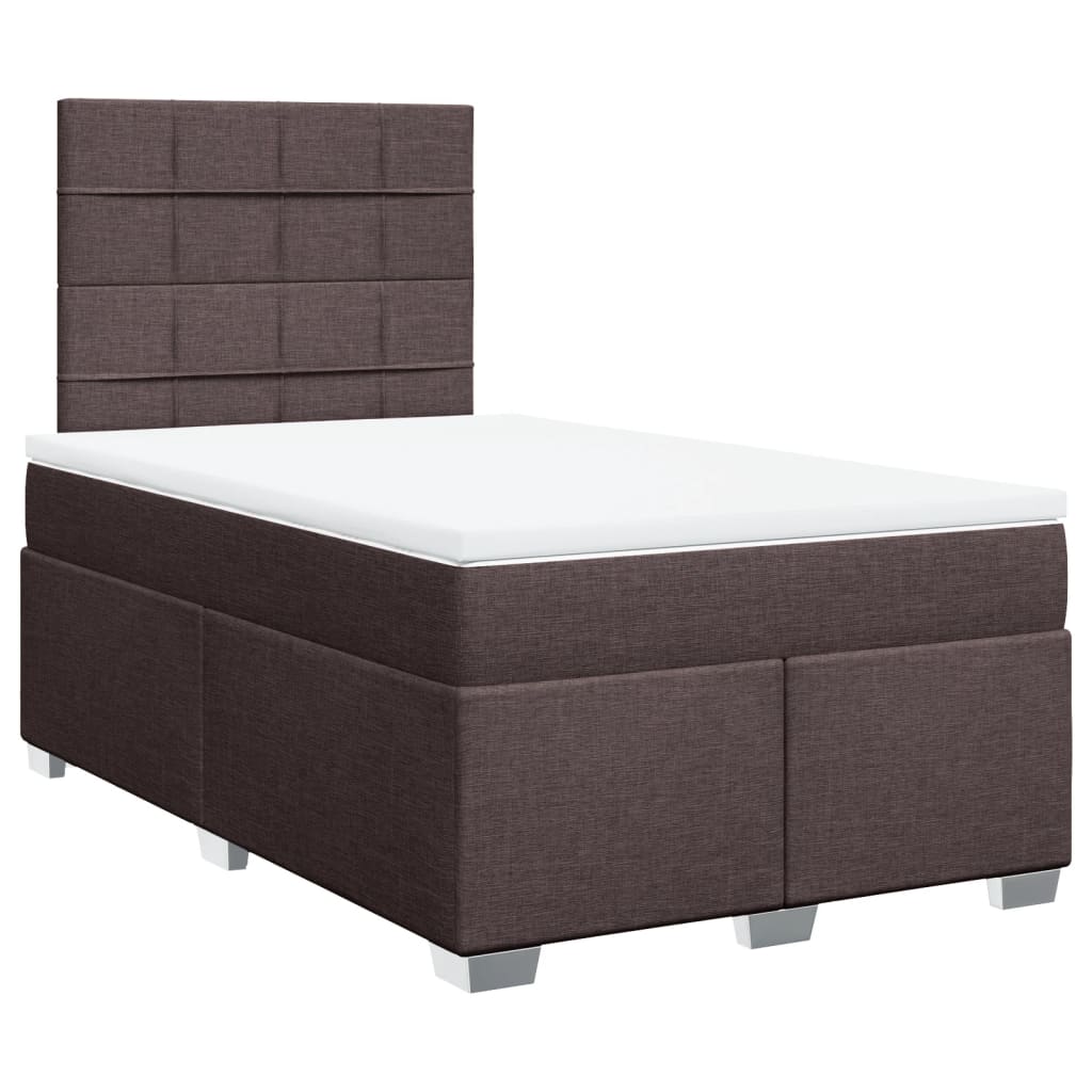 Cama boxspring com colchão 120x190 cm tecido castanho-escuro