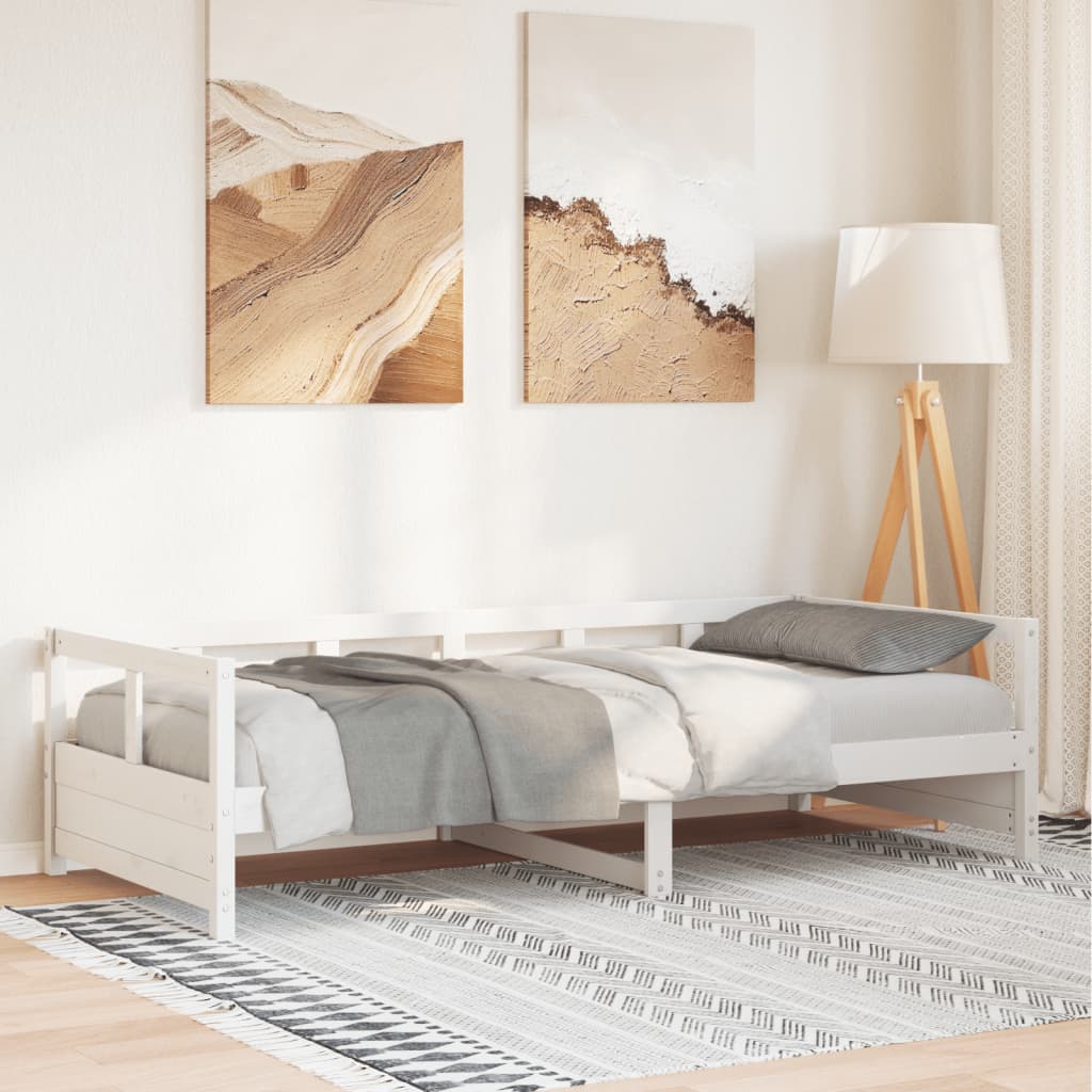 Sofá-cama sem colchão 90x200 cm madeira de pinho maciça branco