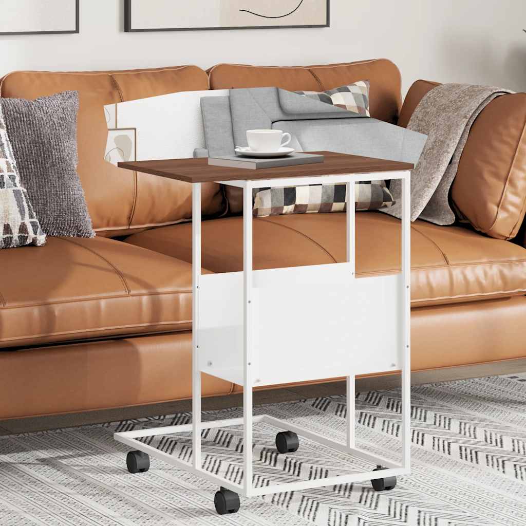 Mesa de apoio c/ rodas 55x36x63,5cm derivados de madeira branco