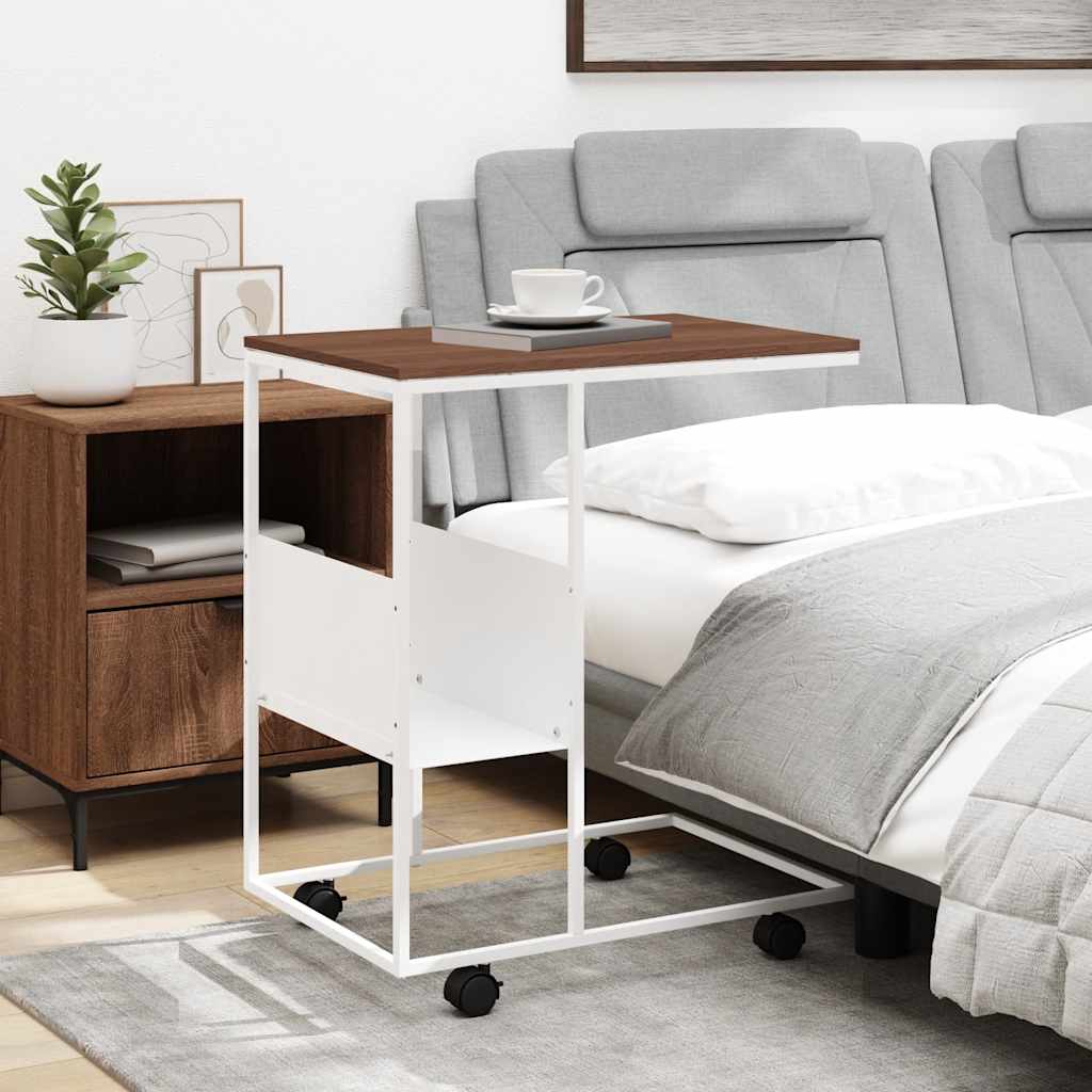 Mesa de apoio c/ rodas 55x36x63,5cm derivados de madeira branco