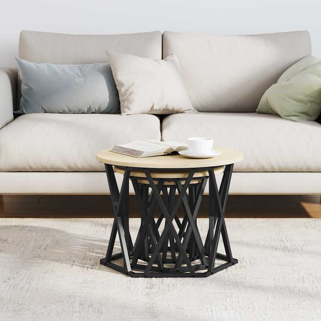 Mesa lateral empilhável 3 unid. carvalho sonoma 53 x 53 x 40 cm