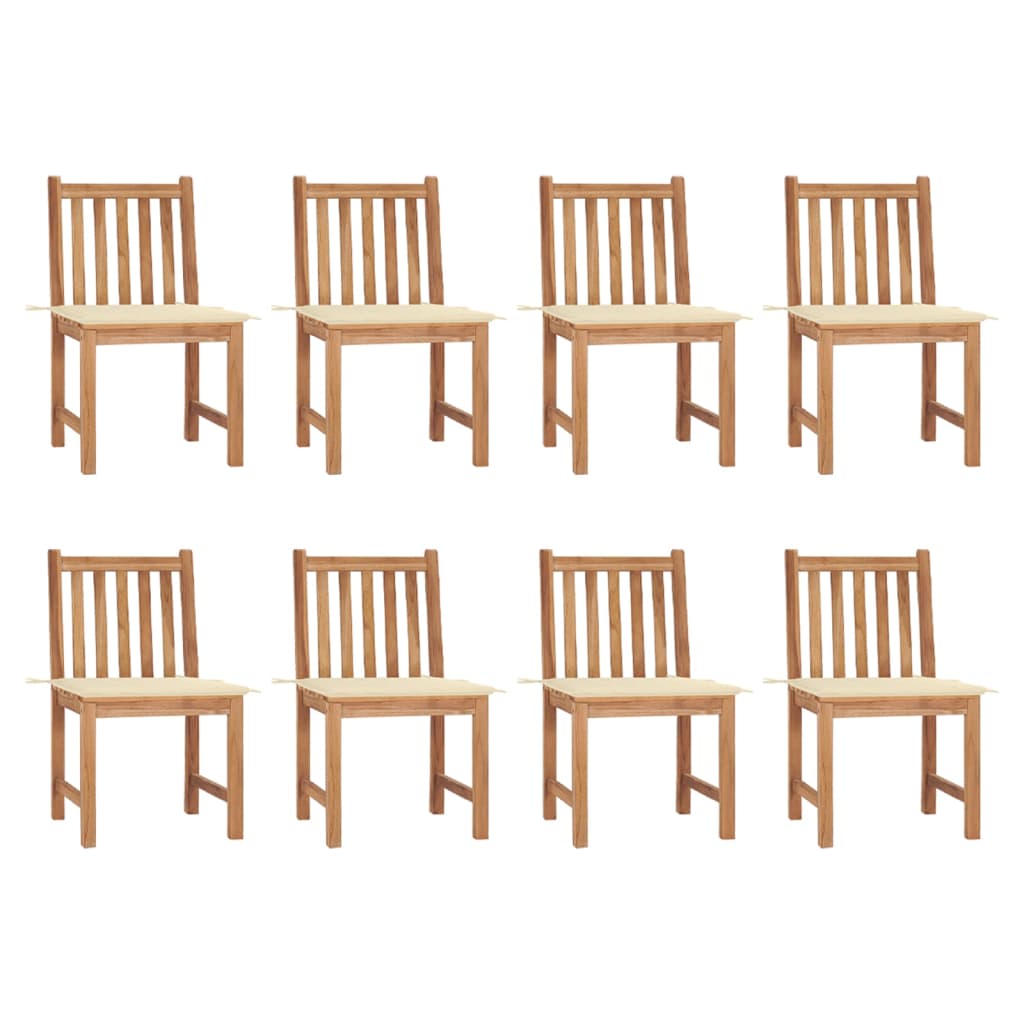 Cadeiras de jardim 8 pcs c/ almofadões madeira de teca maciça