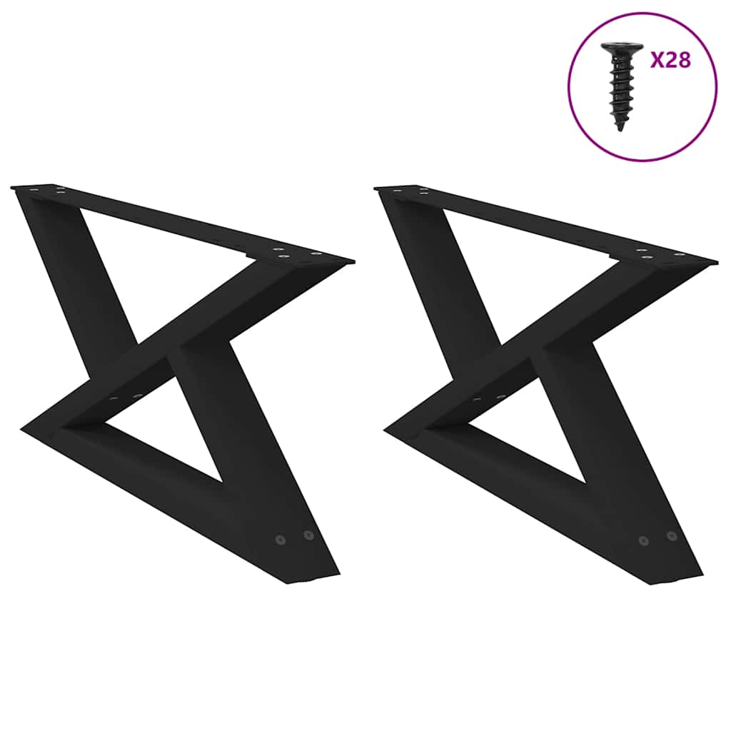 Pés para mesa de centro 2 peças, preto, 70x(30-31,3) cm, aço