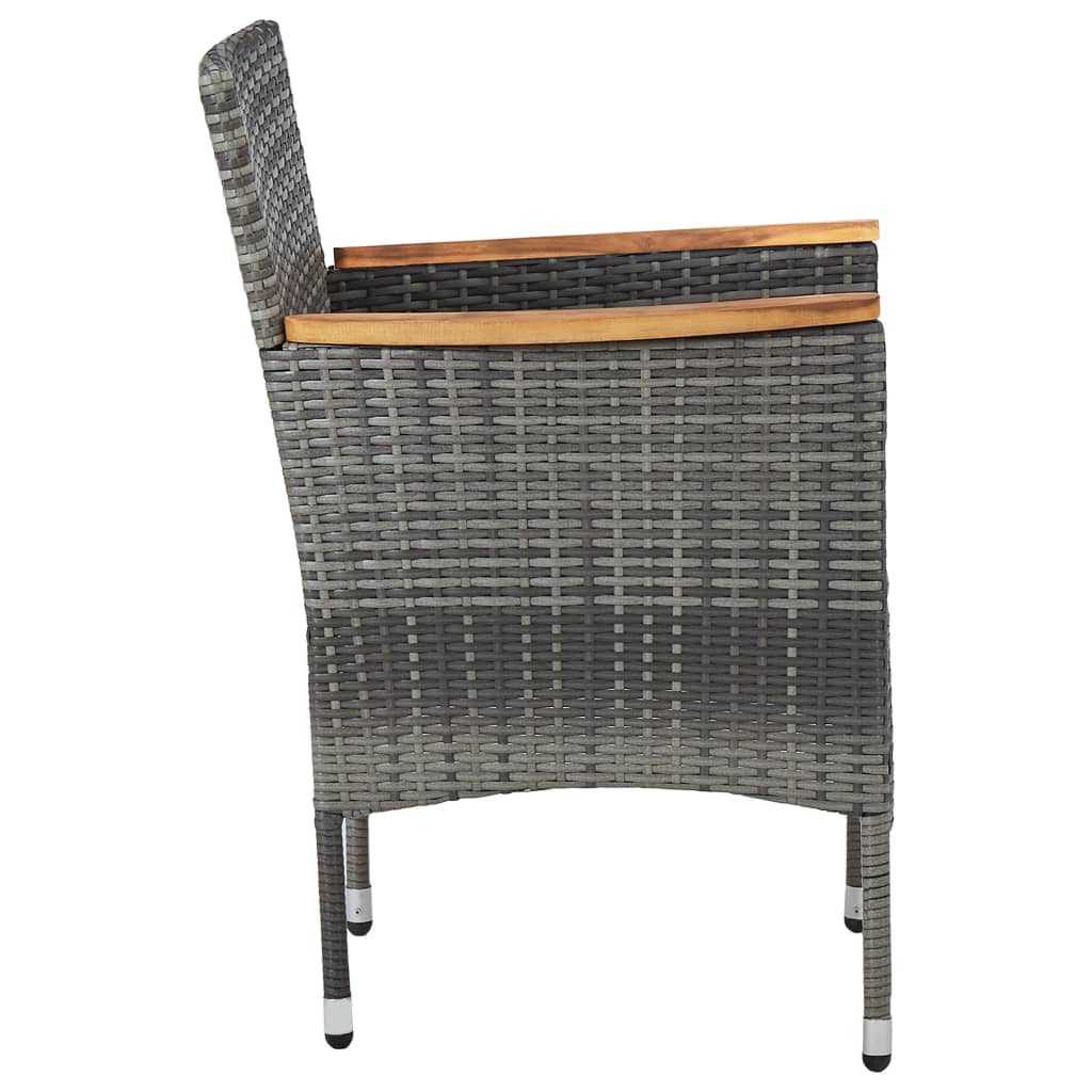 Cadeiras de jantar para jardim 2 pcs vime PE cinzento