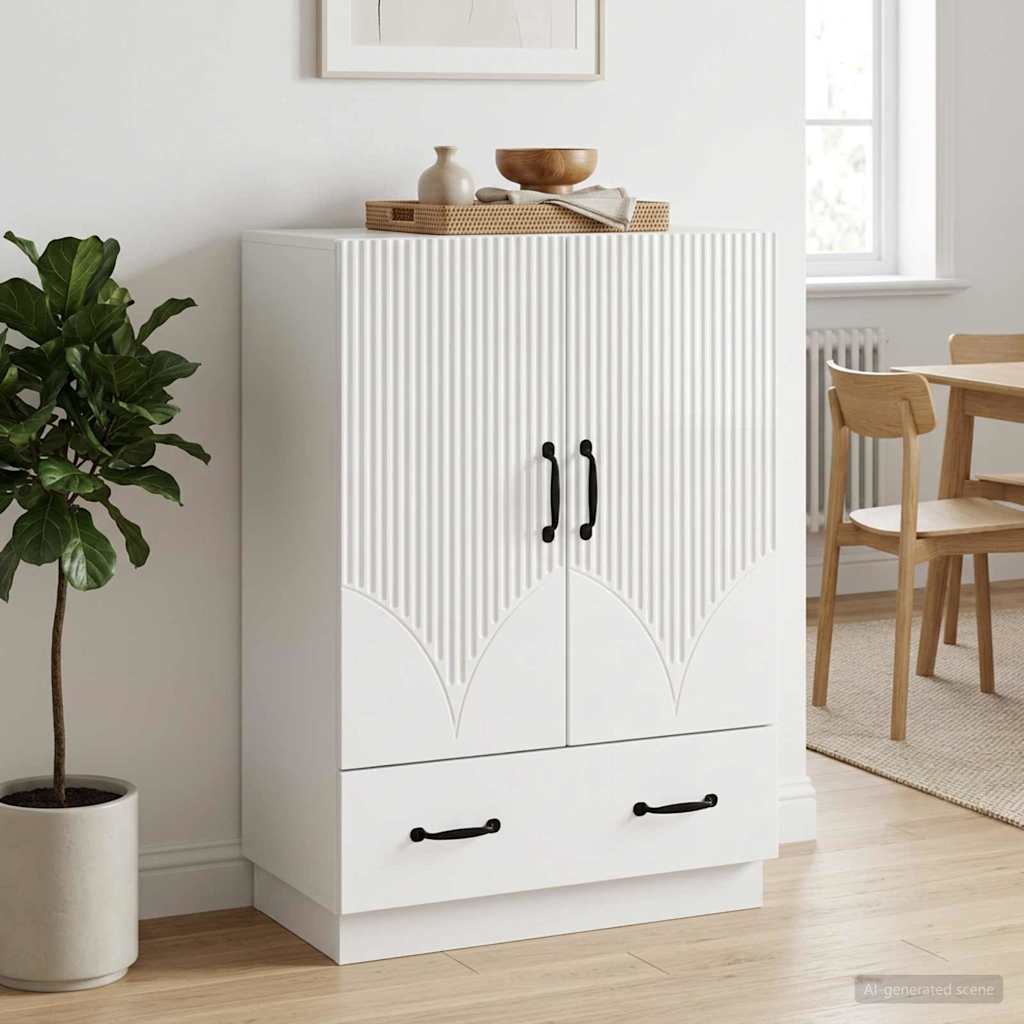 Buffet branco brilhante 66 x 34,5 x 92 cm derivados de madeira