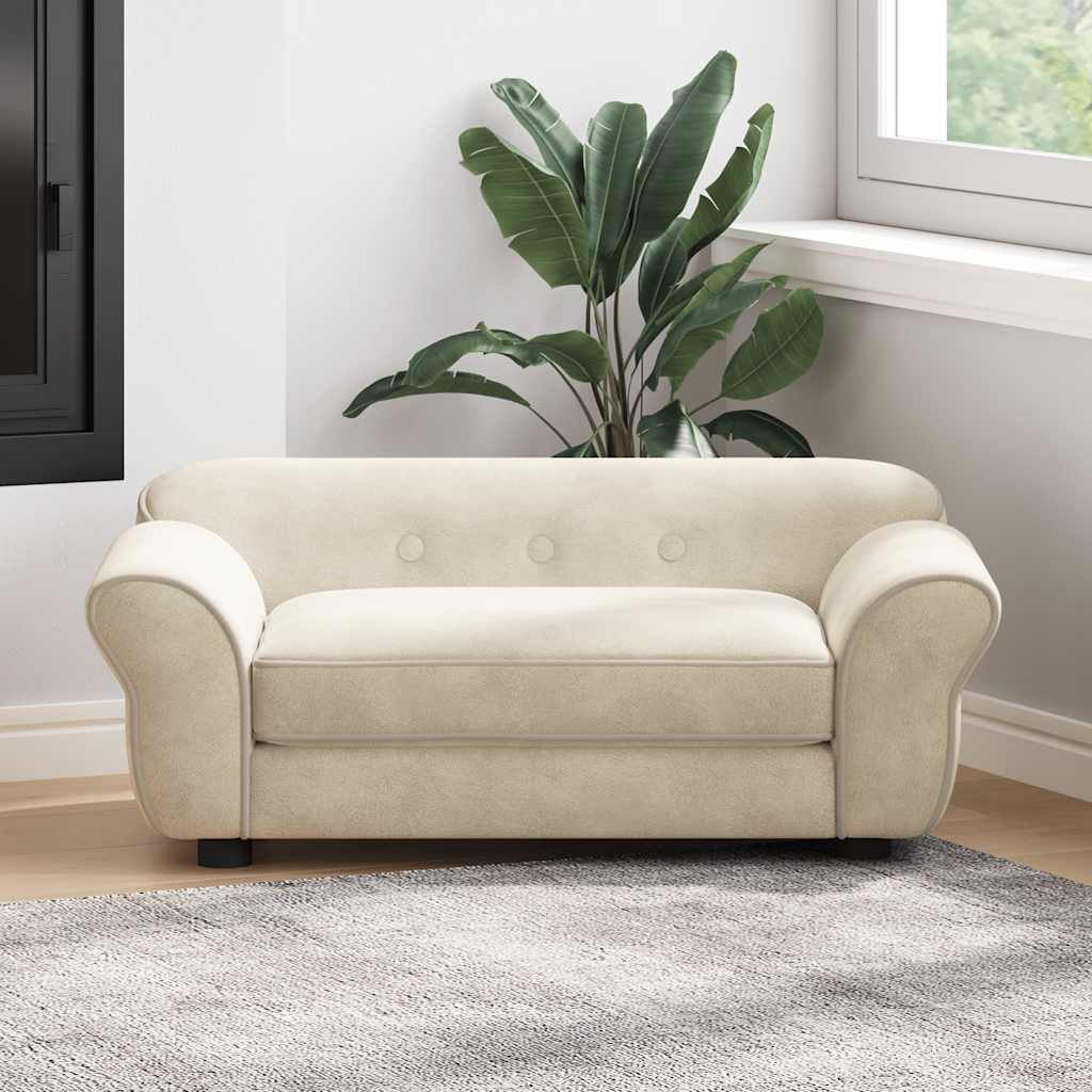 Sofá para cães 72x45x30 cm pelúcia cor creme