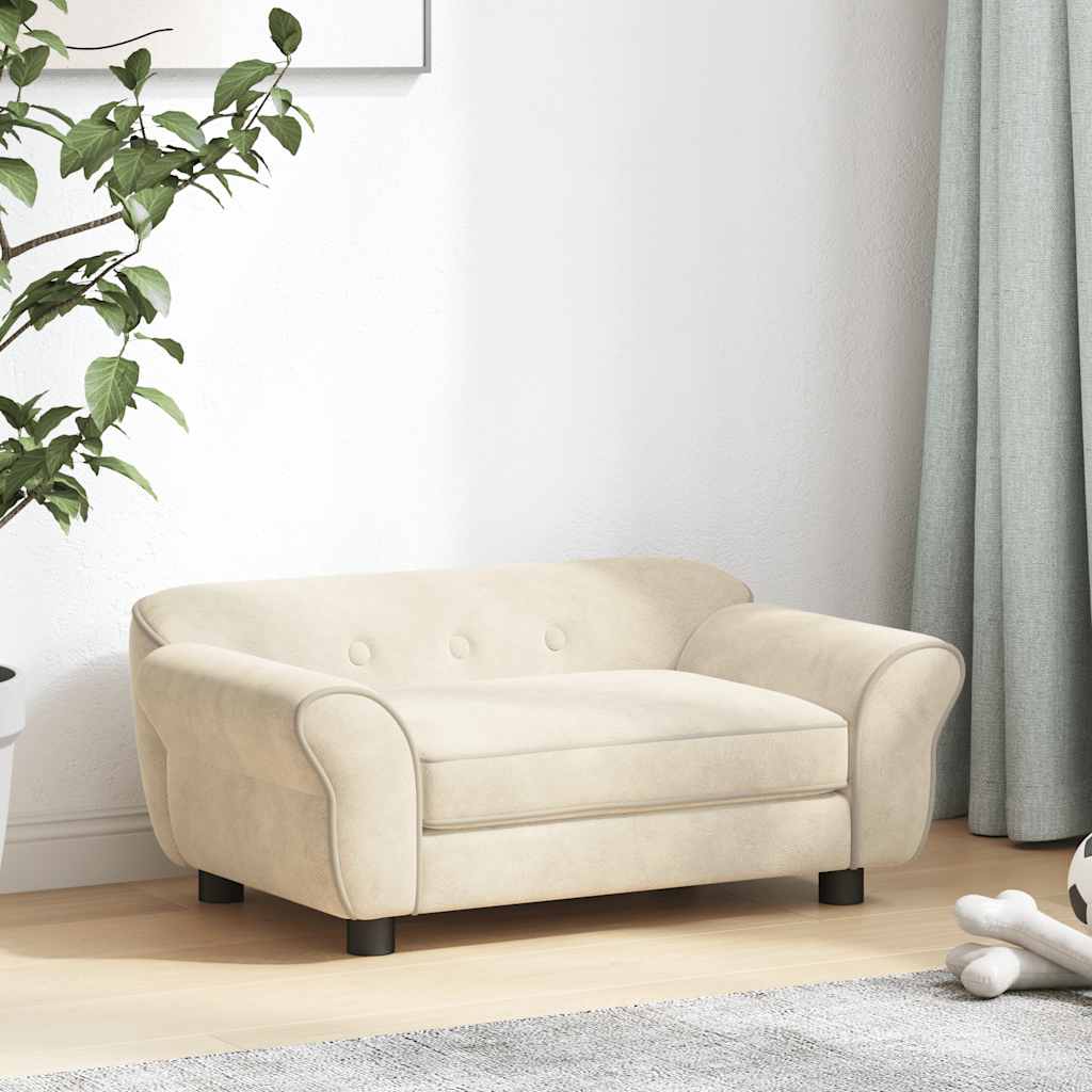 Sofá para cães 72x45x30 cm pelúcia cor creme