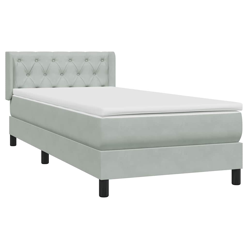 Cama com molas/colchão cinzento-claro 80x210 cm veludo