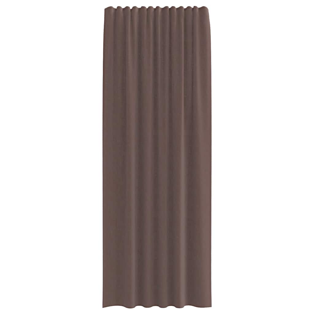 Cortinas de voile com bolsos para varão 2 pcs castanho