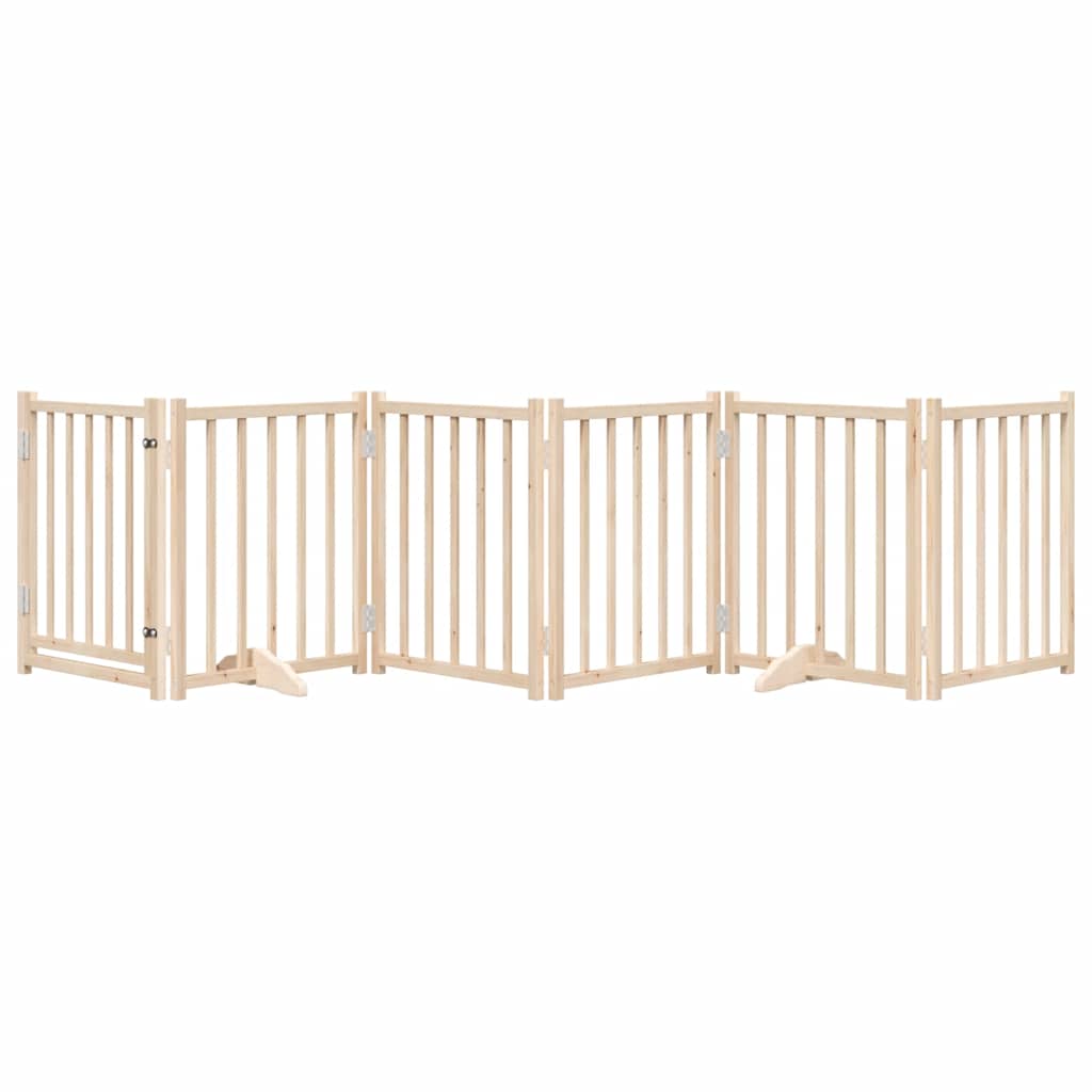 Portão p/ cães com porta dobrável 6 painéis 300 cm abeto maciço