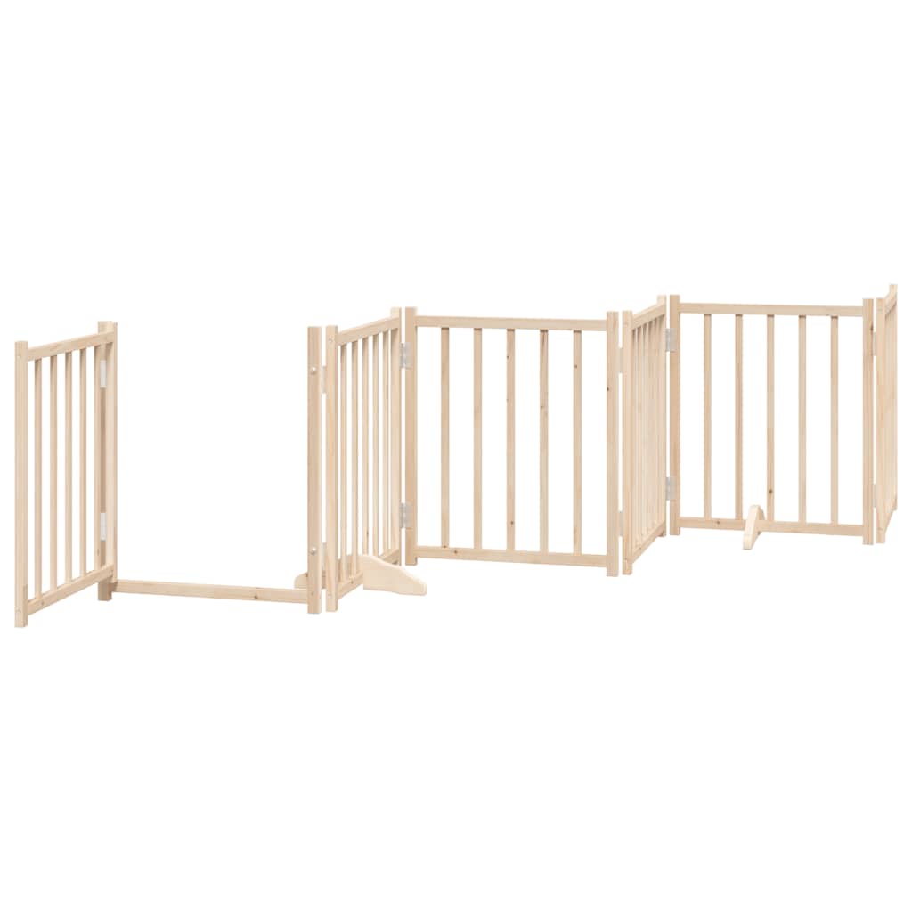 Portão p/ cães com porta dobrável 6 painéis 300 cm abeto maciço