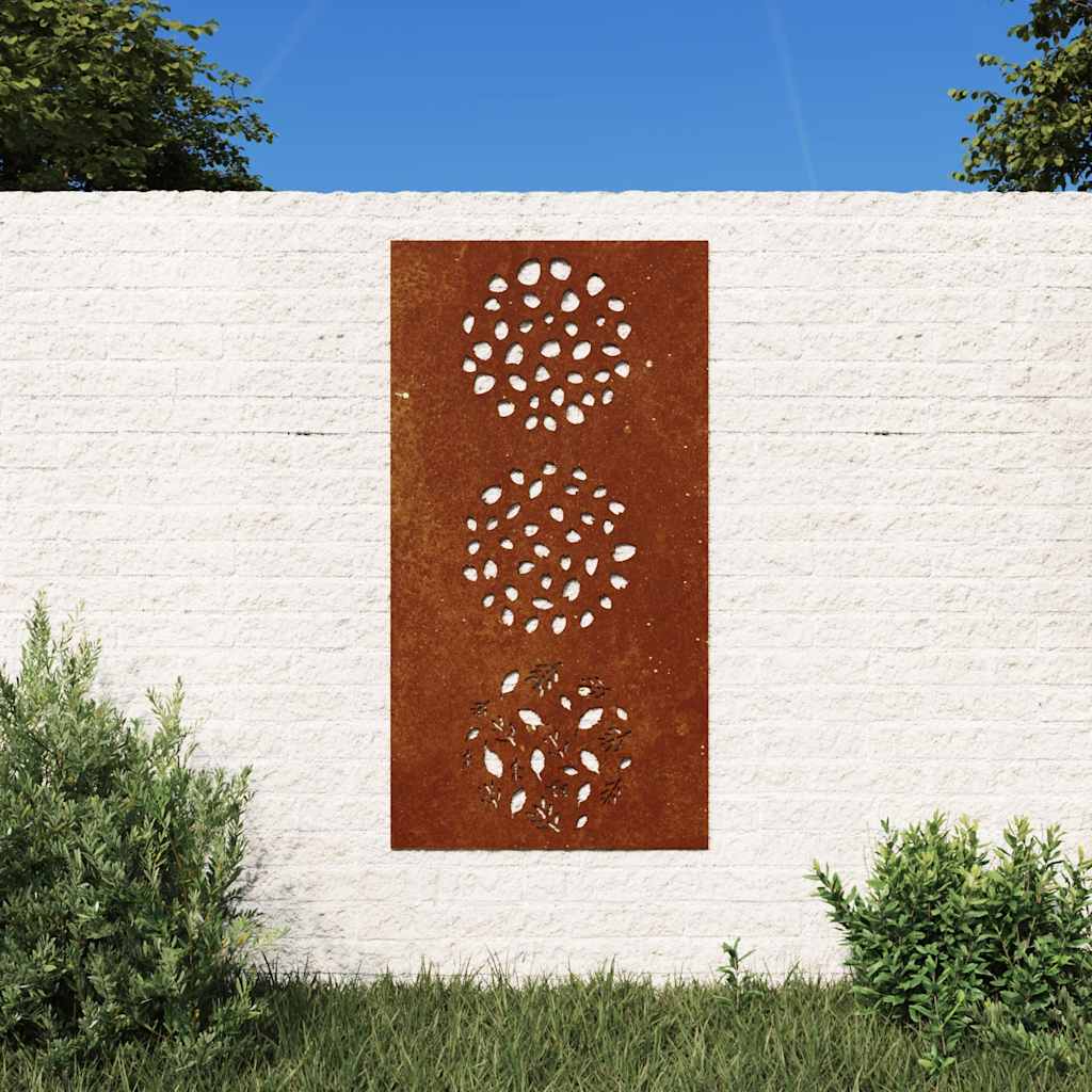 Decoração p/ muro de jardim 105x55 cm aço corten design folhas