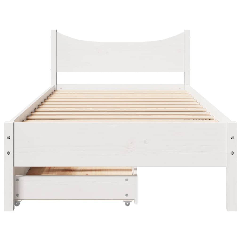 Estrutura de cama com gavetas 75x190 cm pinho maciço branco