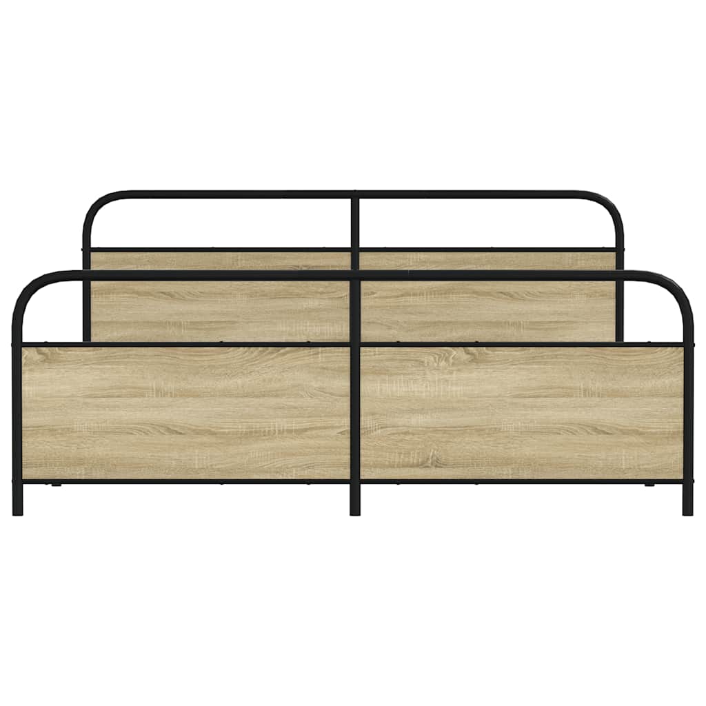 Estrutura de cama sem colchão 200x200cm metal carvalho sonoma