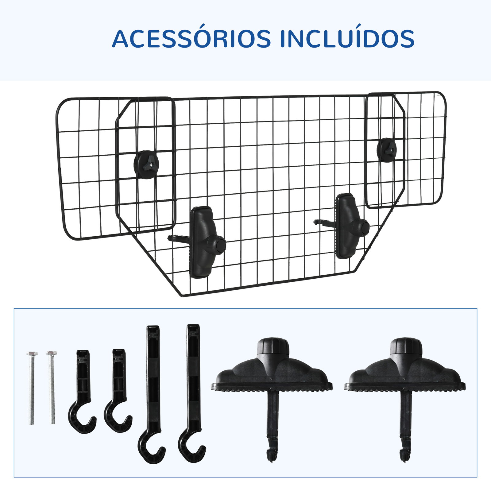 Grade de segurança de carro para cães universal grade de segurança para cães com largura ajustável 90-120x40,5cm preto